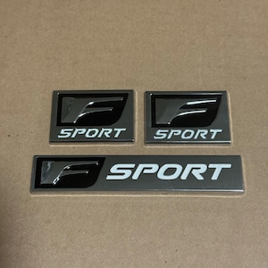 3pc Set Chrome/Black Lexus F-Sport Fender Emblem Rear Side Badge for Lexus IS RC GS