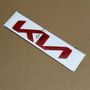 KIA Badge Red Letter Logo Badge Car Emblem Replacement 7x1.5&quot;