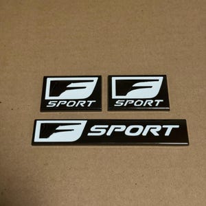 3pc Set Chrome/White Lexus F-Sport Fender Emblem Rear Side Badge for Lexus IS RC GS