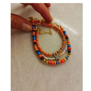 Colorful Beaded Bracelet Set, Boho Bracelets with Charm, Handmade Summer Jewelry Gift for Her, Handmade Jewelry, Friendship Bracelets Set