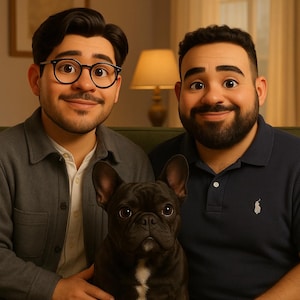 Custom Pixar Style Portrait | Digital Cartoon Avatar from Your Photo | Personalized AI Gift for Couples, Families, Pets & More
