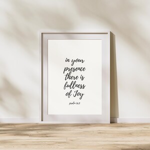 Psalm 16:11 printable | in your presence there is fullness of joy - christian wall art | bible verses poster | digital download