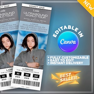 Lorde Ultralaute Tour Anpassbare Konzertkarten-Vorlage - Canva-Format (*digitaler Download mit Anleitung*)