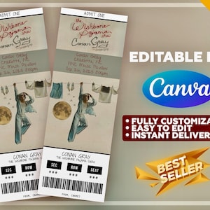 Conan Gray The Wishbone Pyjama Show Tour Anpassbare Konzertkarten-Vorlage - Canva-Format (* digitaler Download mit Anleitung *)