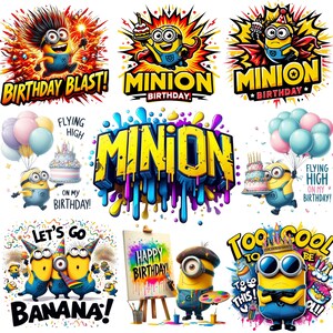 30+ Yellow Crew Birthday PNGs | Funny Cartoon Character Clipart Bundle | Minion Style Party Graphics | Sublimation PNGs