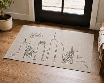 Dywan Boston Skyline | Minimalistyczny dywan z motywem miejskiego pejzażu, 20"x28"