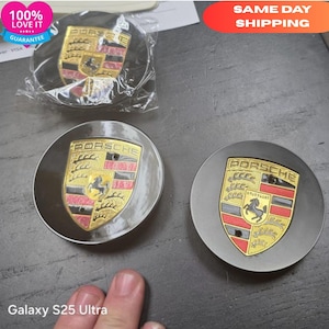 Porsche Wheel Center Caps 76mm Set of 4 – Black Alloy Rim Emblem Hubcaps, Replacement Center Caps Fit Porsche Cayenne Panamera Macan 911 718