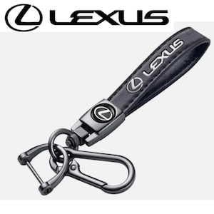 Black Leather Lexus Keychain: Key Fob Holder Ring