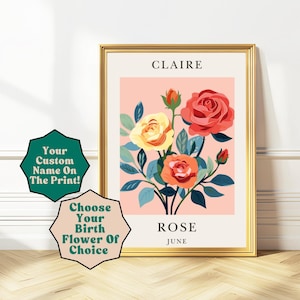 Custom Birth Flower Art, Birth Flower Bouquet, Birth Month Flowers Art, Personalized Birth Flower Print, Digital Wall Art, Contemporary Art