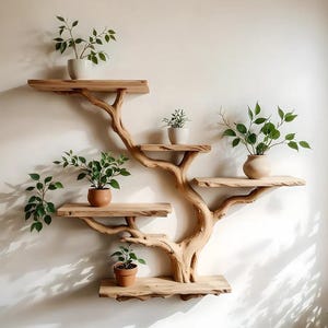 Handmade Nature-Inspired Tree Branch Wall Bookshelf