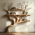 Tree Shaped Natural Wooden Wall Bookshelf product logo