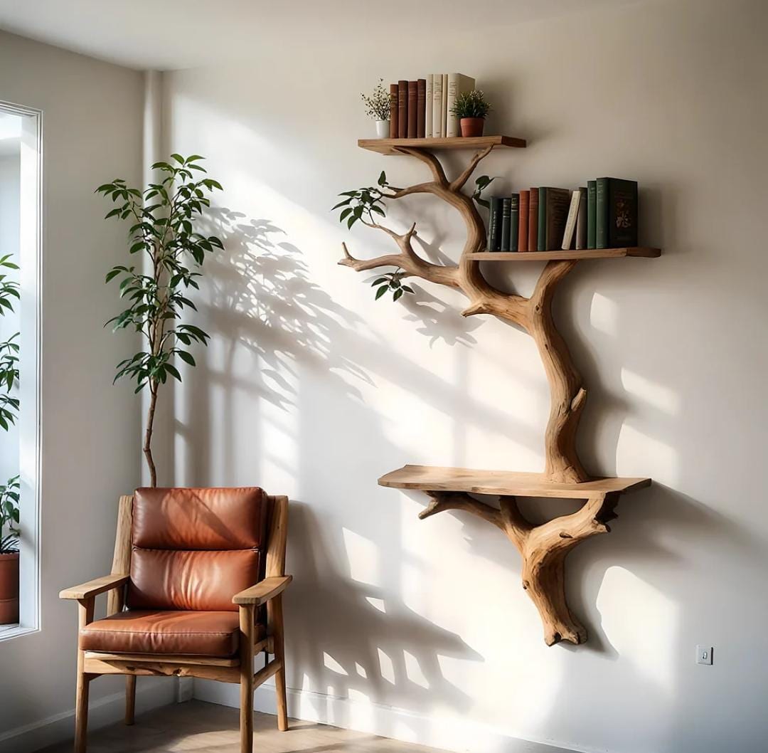 Wooden Wall Shelf for Plant & Book Lovers