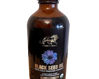 Organic Black Seed Oil: Cold-Pressed Nigella Sativa, 1.2% Thymoquinone - 8 fl oz