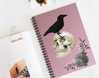 Spirala do notatnika gotyckiego Skull and Raven: Dziennik z gatunku dark fantasy