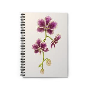 Chic Floral Spiral Notebook - Ruled Line, Classy Orchid Journal, Simple Elegant Notebook, Beautiful Flower Notepad, Minimalist Floral Diary