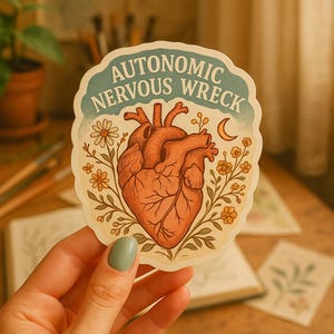 Autonomic Nervous Wreck Sticker, Funny Chronic Illness Gift, Anatomical Heart, Dysautonomia Awareness, Cute Spoonie Vinyl Decal, POTS Gift