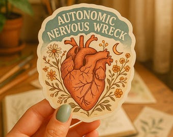 Autonomic Nervous Wreck Sticker, Funny Chronic Illness Gift, Anatomical Heart, Dysautonomia Awareness, Cute Spoonie Vinyl Decal, POTS Gift