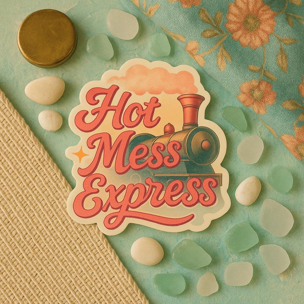 Mess Sticker Hot Mess Express Sticker , Funny Vintage Train Design, Boho Humor, Cute ...