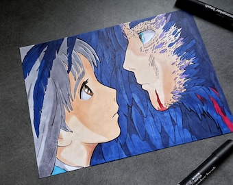 AORU FAN ART | A4-illustration | Handgjord konst | Presentidé för anime-fans | Väggdekoration.