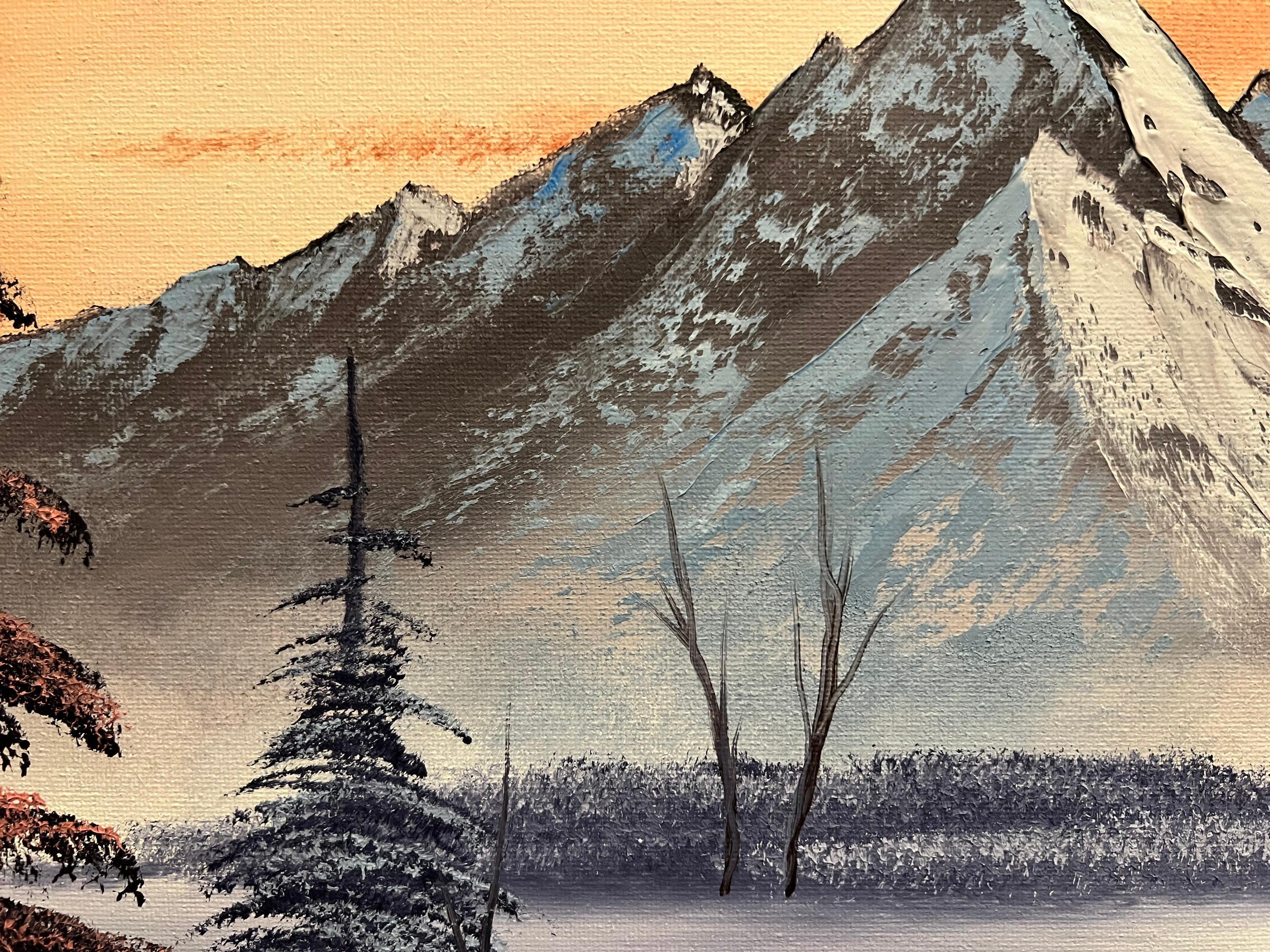 Orange Mountain Winter Landscape Oil Painting 16x20in - Etsy