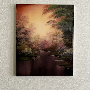 September Stream Autumn Fall Foliage Bob Ross style oil painting landscape art 16x20