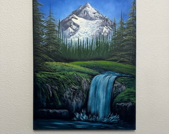Original Mountain Waterfall oil landscape painting 18x24 ooak