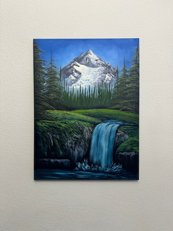 Original Mountain Waterfall Oil Landscape Painting 18x24 Ooak - Etsy