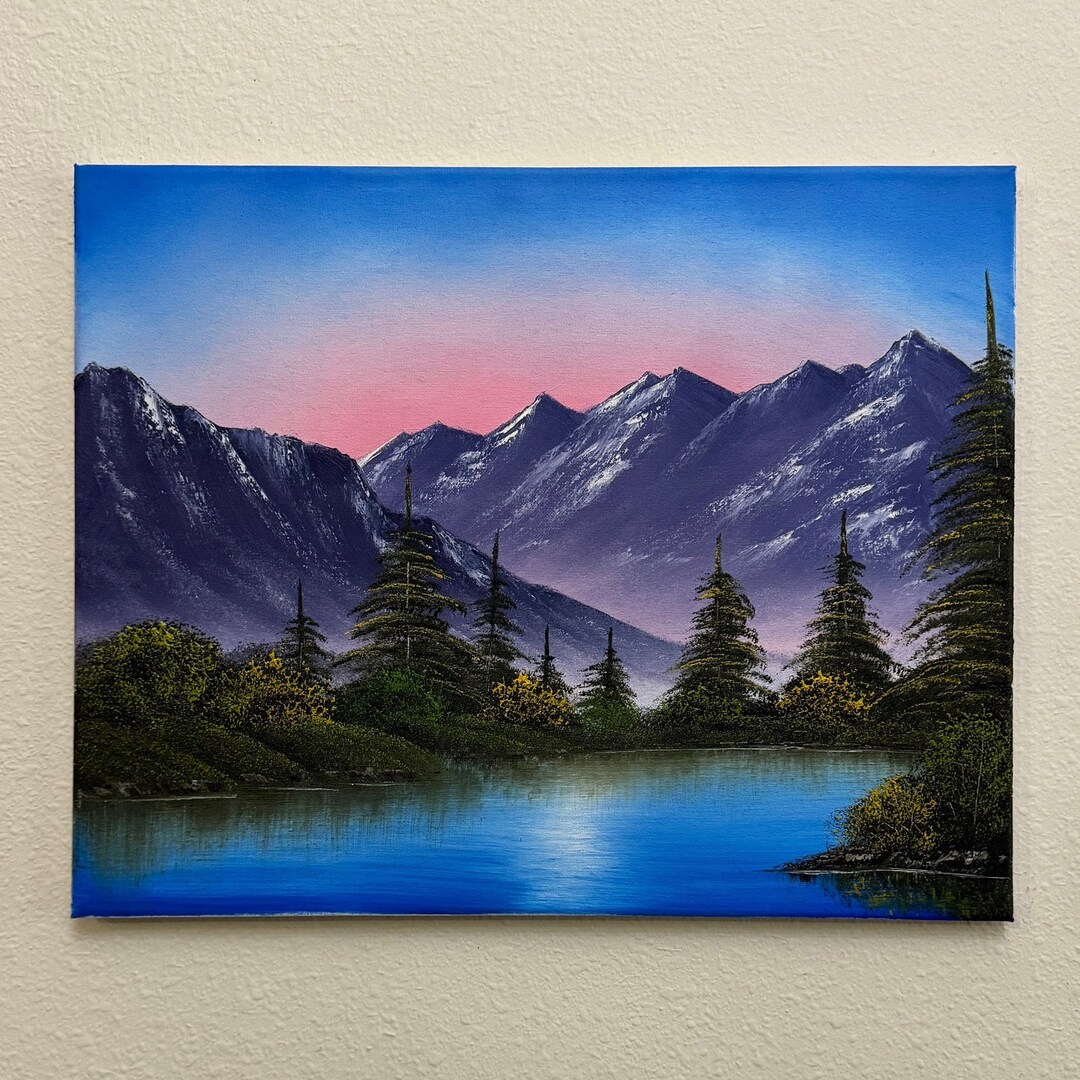 Bob Ross Style Original Landscape Oil Painting campers Haven 16x20in