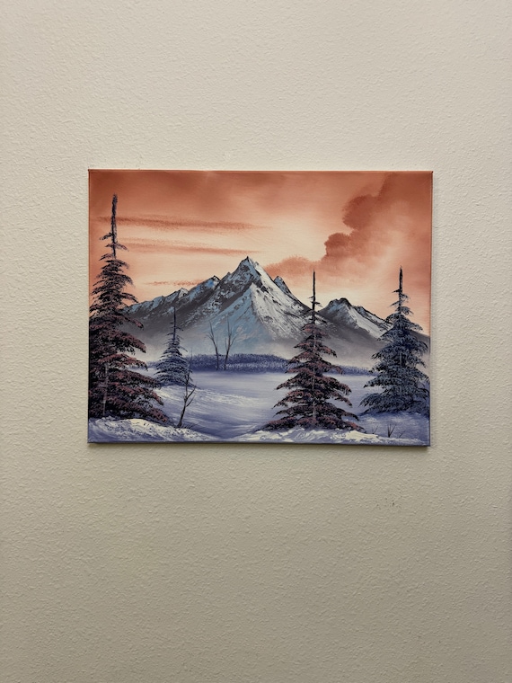 Orange Mountain Winter Landscape Oil Painting 16x20in - Etsy