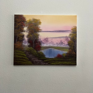 Bob Ross style  “Autumn Exhibition” 16x20 oil on canvas Fall landscape painting