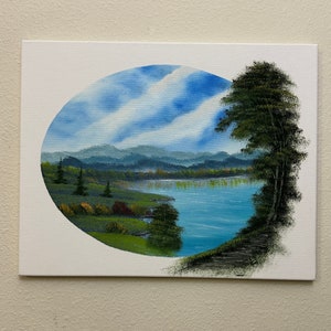 After Bob Ross “Meadow Brook” 16x20 original wet on wet technique oil painting