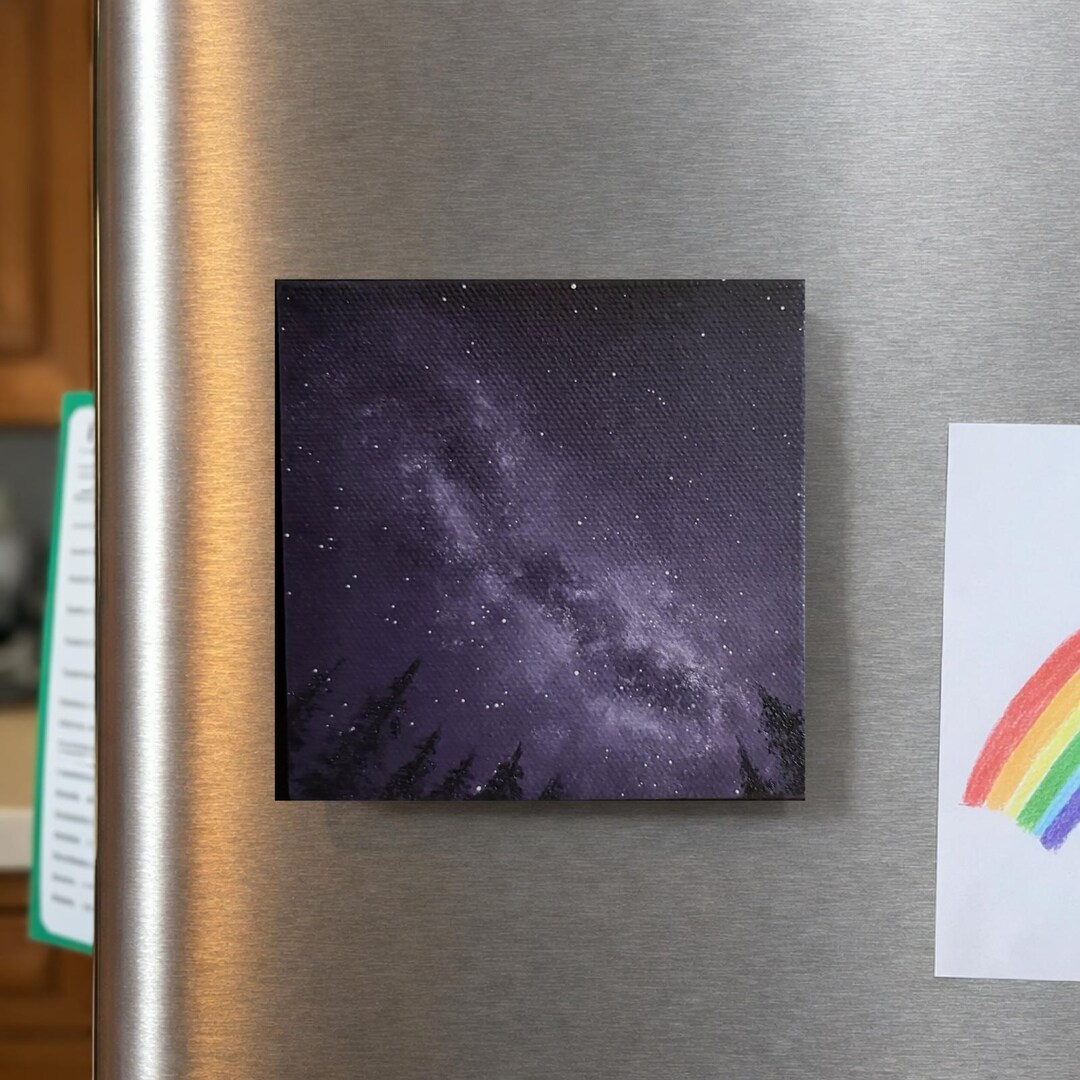Mini Galaxy Night Sky Oil Painting Magnet – 4x4 Original Starry Sky Art ...