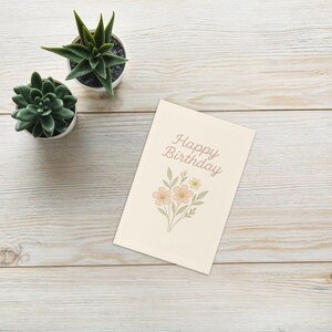 Cartão de Feliz Aniversário – Aquarela minimalista, desenhado à mão, saudação exclusiva feita à mão, ecológico, envelope incluso