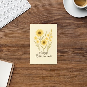 Ruhestand Karte - Minimalistisches Aquarell, Handgemacht, Illustrativ Gruß, Floral, Umweltfreundlich, inklusive Umschlag