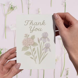 Thank You Card Floral Thank You Card Flower Thank You Greeting Card Printed Thanks Card Thank You Card For Him or Her