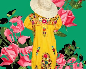 70’s Mexican Embroidered Hippie Dress