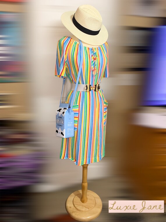 70s Rainbow Terry Cloth House Dress | Etsy