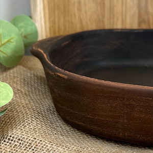 Large Clay Roasting Dish – 41cm Handmade Smooth Baking Tray | Ukrainian Rustic Ovenware | Natural Ceramic Cookware