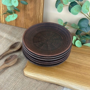Set of 6 Smooth Clay Plates 21cm | Unglazed Earthenware Tableware | Rustic Minimalist Dinnerware Set | Natural & Versatile Serving