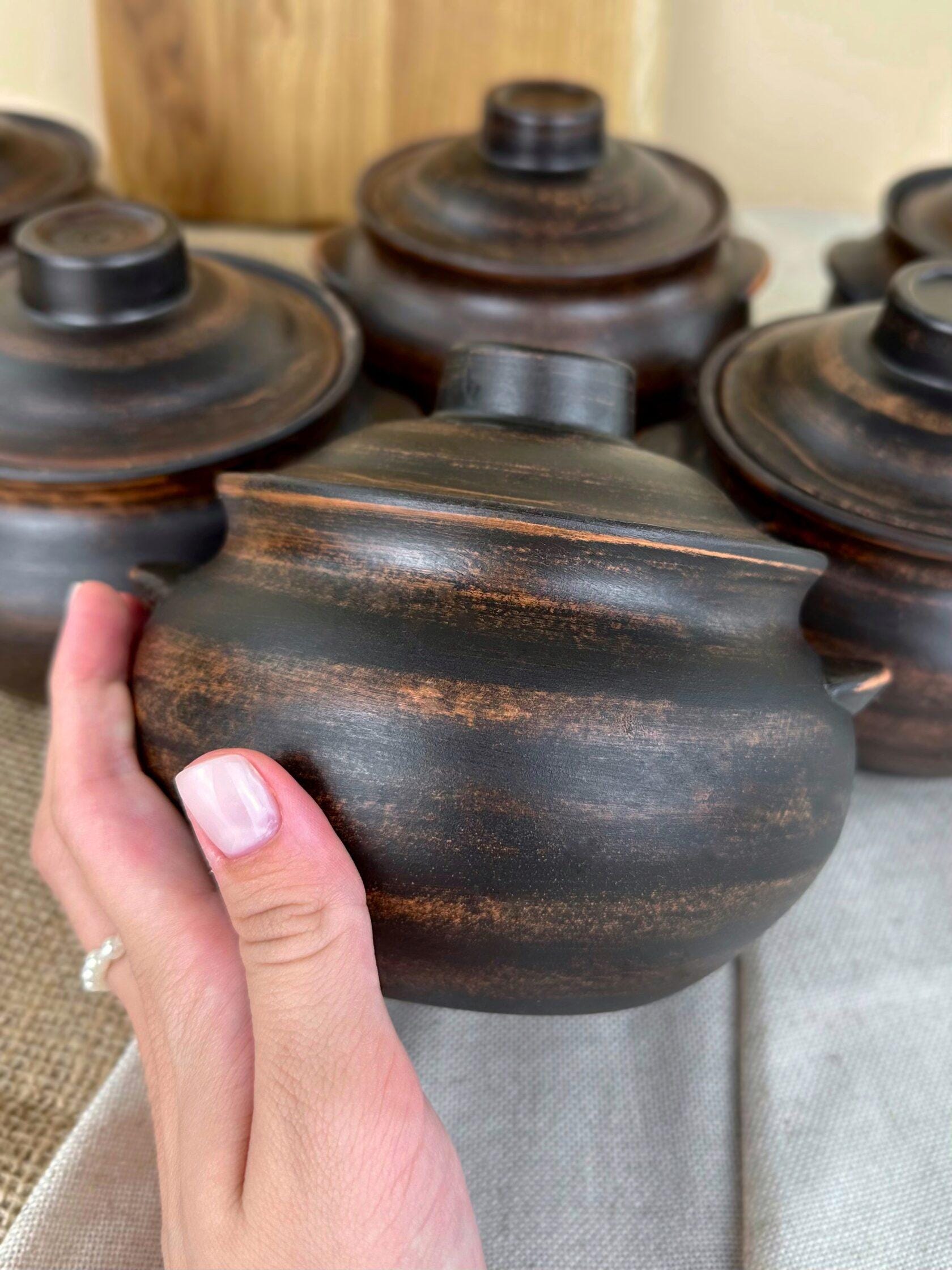 Juego de ollas de barro lisas sin esmaltar (0,6 l) Cazuelas de