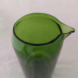 Handcrafted Wine Bottle Pitcher | Upcycled Green Glass Carafe | Flame-Worked Barware