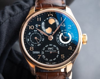 IWC Portugieser Perpetual Calendar Automatik Roségold mit schwarzem Zifferblatt IW503202