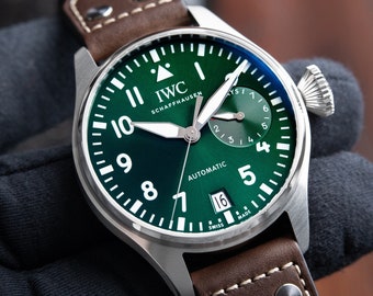 Grande montre d'aviateur IWC NON PORTÉE le 20/11/23 avec cadran vert, automatique, 46,2 mm