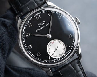 IWC Portugieser Hand-Wound 98295 Black dial Leather Steel 44mm IW545404