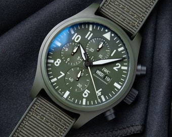 Montre d'aviateur IWC chronographe Woodland Top Gun céramique verte automatique