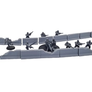 16x Concrete Barrier Walls - High Quality 3D Printed Terrain Scenery 28/32mm Scale For Tabletop Wargaming & Dioramas