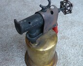 Vintage Turner Brass Blow Torch - Wood Handle - Sycamore, ILL USA