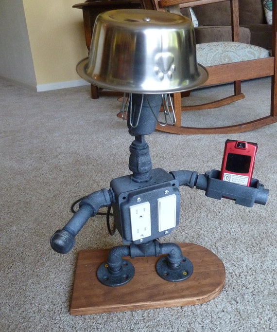 Robot Lamp Plumbing Pipes Desk Lamp Phone Charger Etsy