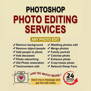 Photoshop Photo Editing: Retouch, Restore, Colorize, Object Removal (Digital File)