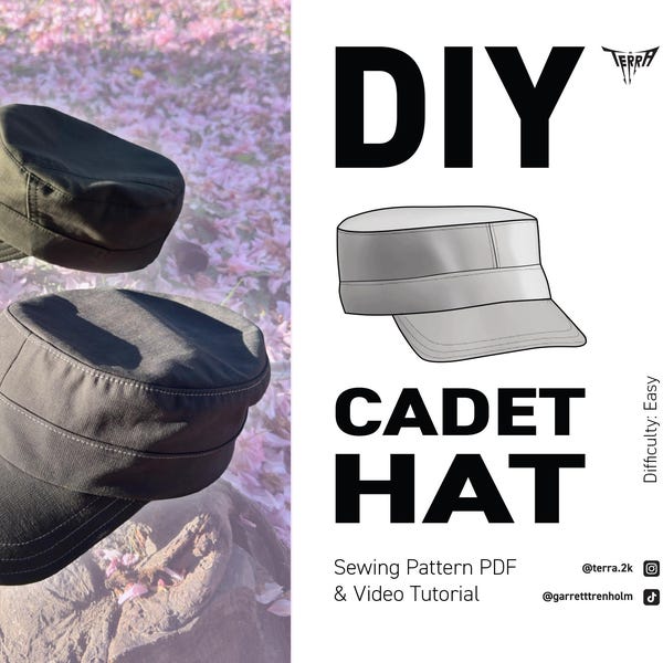 Cartamodello per cappello da cadetto in PDF con video tutorial / Cartamodello per berretto militare / Istruzioni passo passo